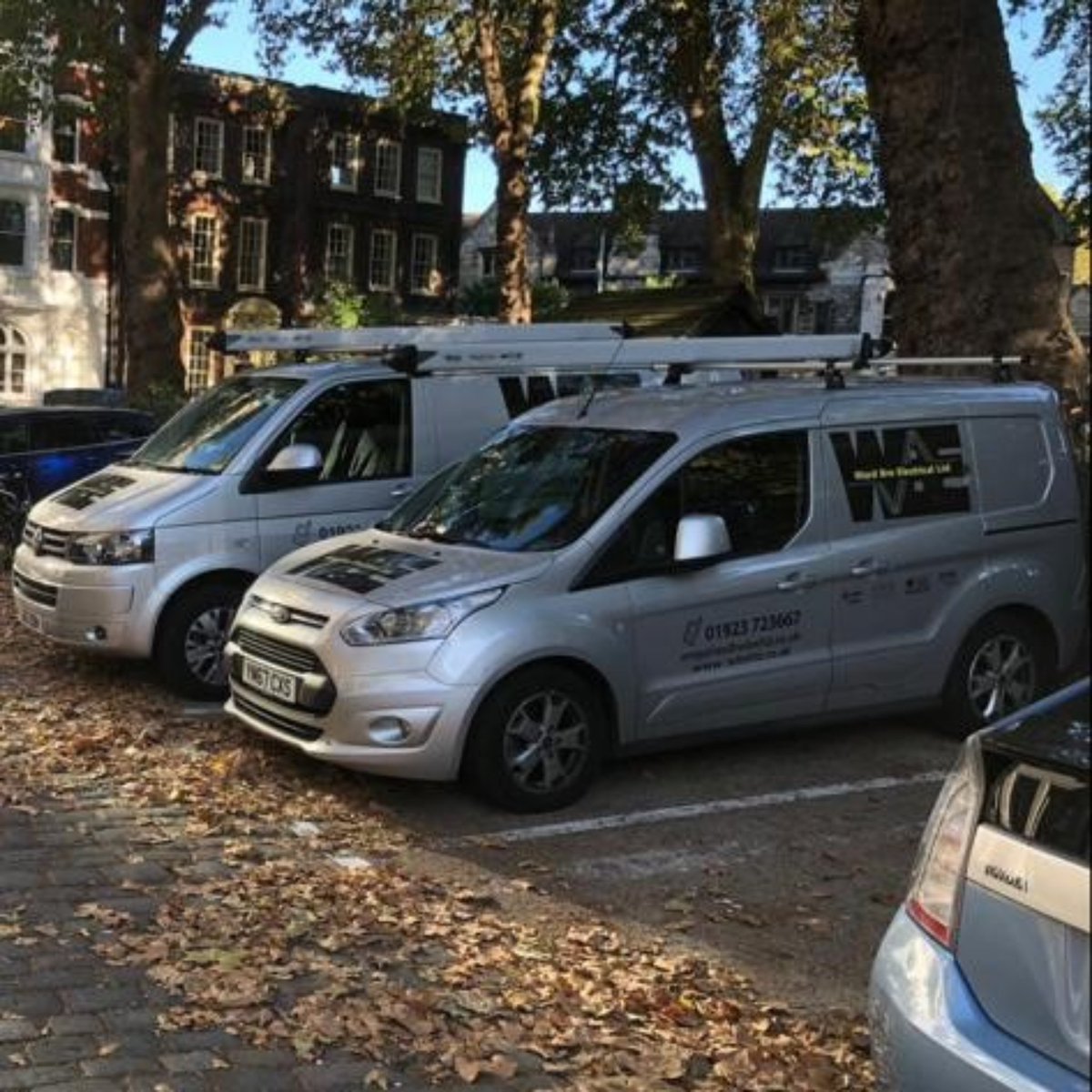 The WBE Van fleet parked in London for more on site work. #teamwork #professionalelectricians #wereswitchedon