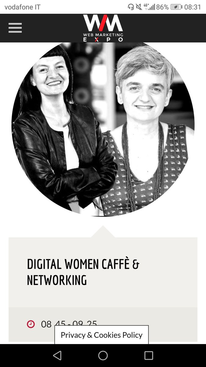 miriambertoli's tweet photo. Dalle 8.45 al bar dell'hotel, caffè e networking tra donne del digital, ci vediamo lì! #wmexpo https://t.co/TkddtEpDSa