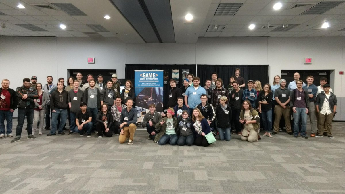 UWStoutGDD's tweet photo. Thank you @WIgamesalliance for #mdev18! @UWStoutGDD had a great time with our booth, 50+ students/faculty/staff, talks and pre-party hosted by @FilamentGames https://t.co/pXjtP4VgXw