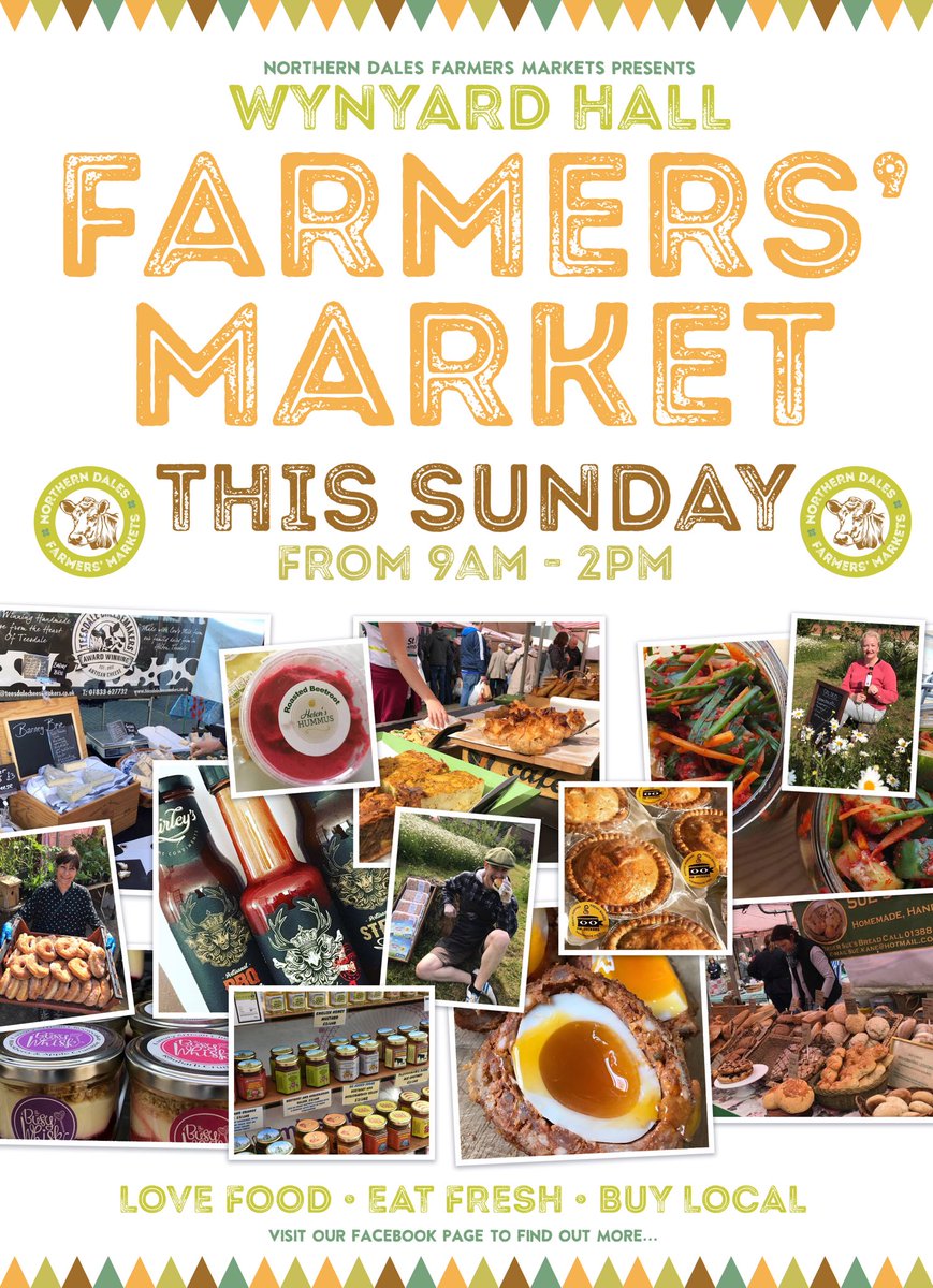 Set your alarms folks, it’s perfect conditions tomorrow for a farmers’ market and guess what... would you know it! We’ve got one organised, close to the Walled Gardens at Wynyard Hall. Free admission. Dogs welcome. More than 30 food and drink stalls 👍😁 Please RT