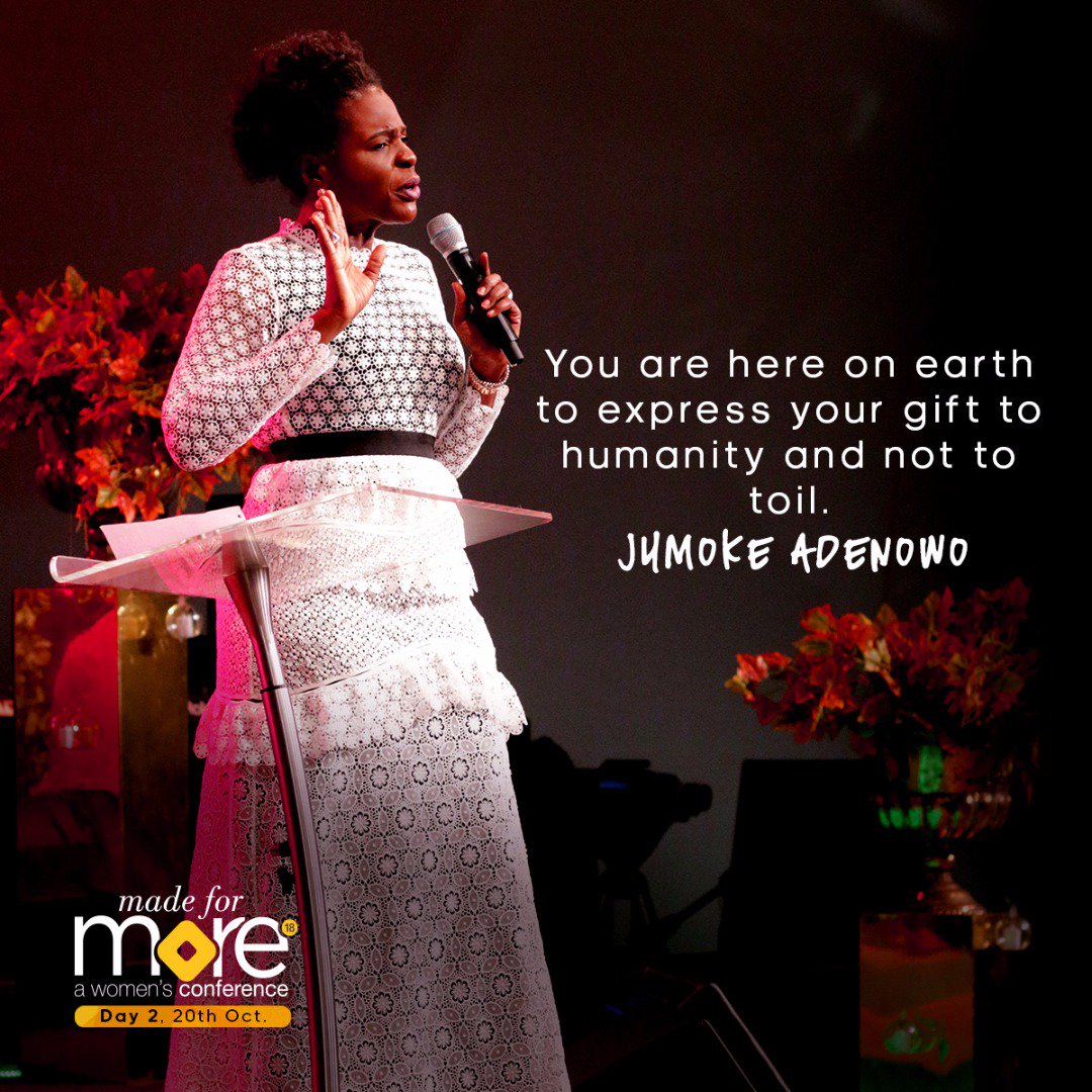 elevationng's tweet photo. You are here to express your gift to humanity as a woman and not to toil - @jumokeadenowo
#MadeforMore2018 #GirlOnFire https://t.co/NhiqbgyvBM