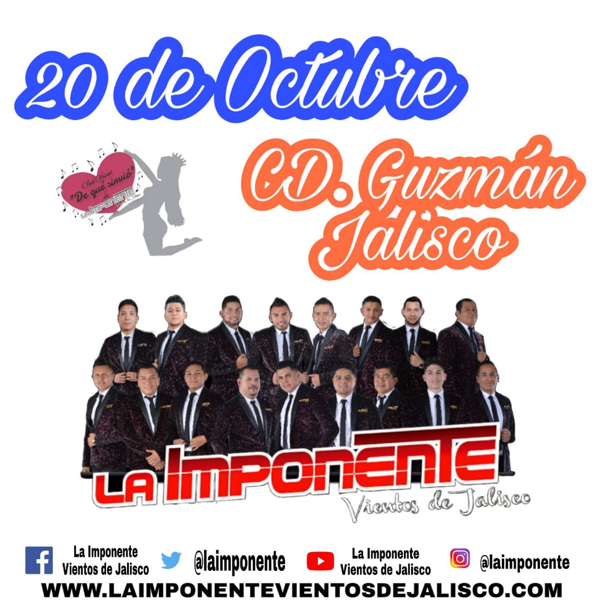 MaryRey29680710's tweet photo. ❤ Buen Día #ImpoFans🎶
Hoy llega a Cd. Guzmán Jalisco  #LaImponente ve y disfruta de la banda que nació para ser grande ❤ 🎶
•¡ No Puedes Faltar !•
@ClubDeQueSirvio 
@laimponentee 
#TeamDeQuéSirvió 
#FamiliaImponente https://t.co/UhBbFIYCmm