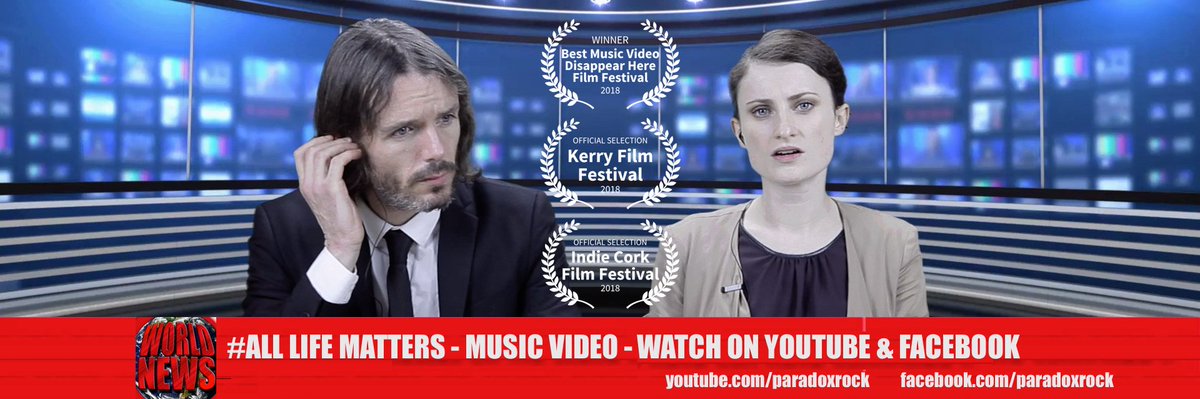 PeteMacParadox's tweet photo. 'All Life Matters' #musicvideo Screening today at @KerryFilmFest from 4pm. Venue - St. Mary's Church of The Sloes #Killarney Co. Kerry. Free Adm.
Video produced and edited by @Jota_Gambuzino #MusicVideos #FilmFestival #KFF18 #Cork @maevemcg @KerryCoArts https://t.co/W2gTyL09X3