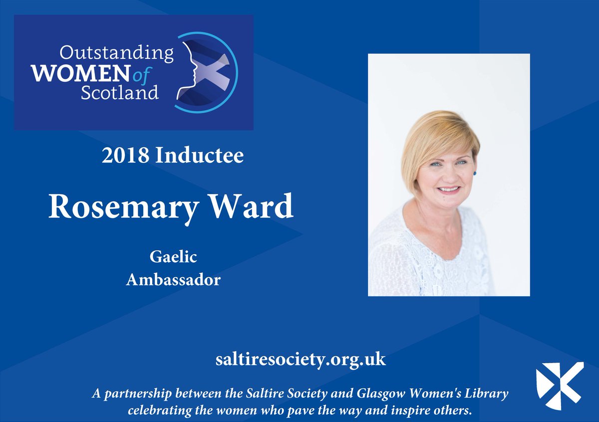 Saltire_Society's tweet photo. Delighted to announce our 1st #SaltireWomen Inductee Rosemary Ward! Rosemary was the first Gaelic Medium immersion teacher appointed to the Sir John Maxwell Gaelic Unit in Glasgow. Until recently she was Director of @LeughLeabhar She is now Director of Programme @scottishbktrust https://t.co/hcvxOa4LOX