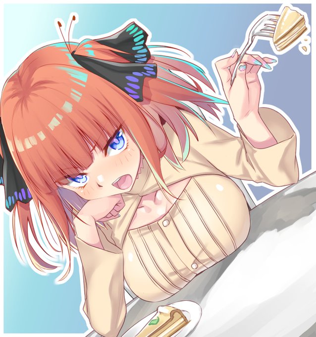 飛鶏さんがTwitterに投稿した中野二乃(五等分の花嫁)のイラスト。