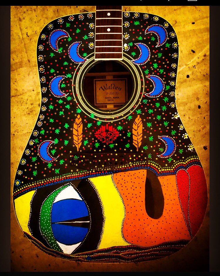 TomWilsonArt's tweet photo. Hand Painted Guitars Ahoy Baby!!! #mohawkhunter #hamont @ArtGallBurl @CBCIndigenous #handpaintedguitars #mohawk https://t.co/4b8VRQySqn