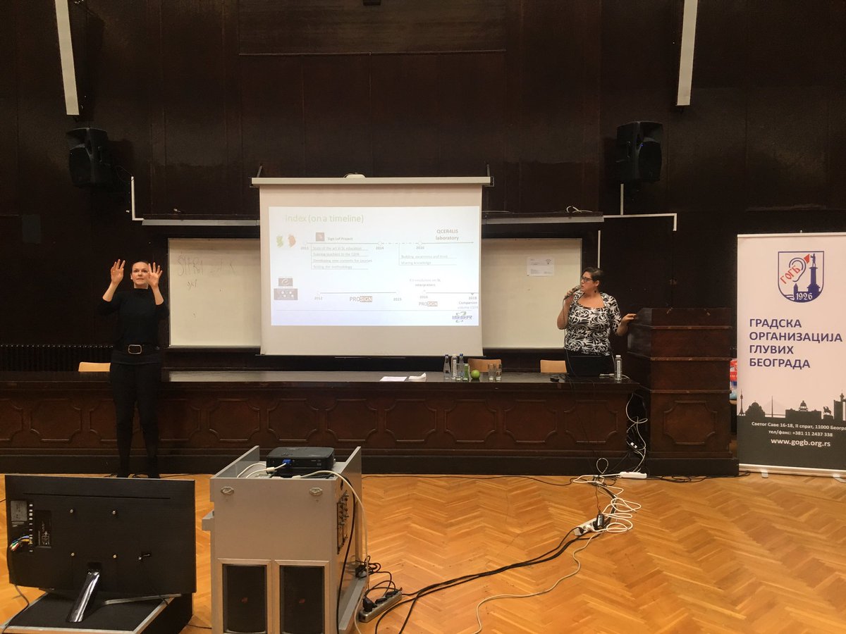 leesonl's tweet photo. Next up- Maria De Monte on #ItslianSignLanguage before &amp; after the @ProSignECML &amp; #SignLef @UniversityOFBel @ECMLCELV https://t.co/6shSkPUiH6