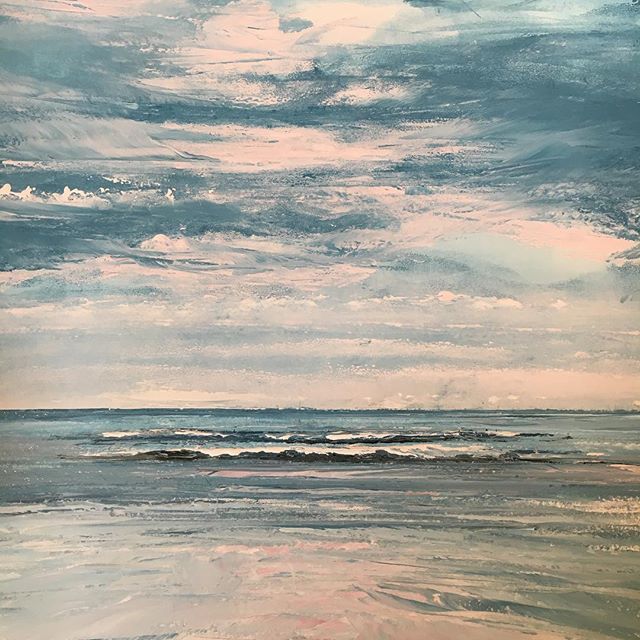 The ink works so well with the movement of the sky and sand #pinksandbeach #cornishbeach #artforsale #paintingforsale #cornwallartist #wetsand ift.tt/2q1W5pO