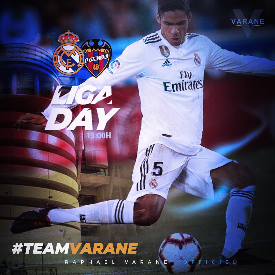 Match VS Levante ⚽️🏟 13H #HalaMadrid #TeamVarane