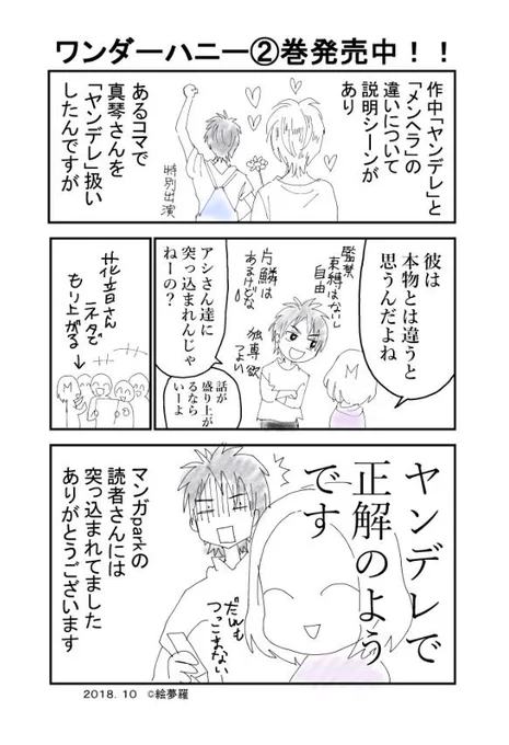 落書きです。初心者なので、ご容赦を…。
デジタルってアップするまでが大変ですね。サイズとか専門用語ちんぷんかんぷん…。
ワンダーハニー②巻よろしくお願い致します? 