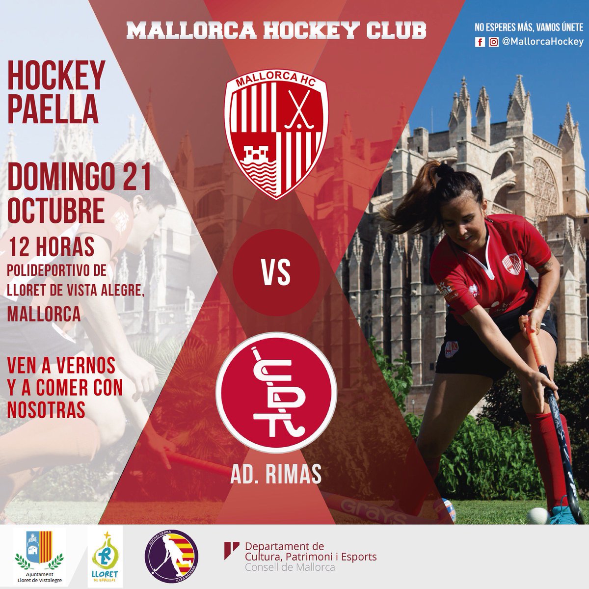bthetravelbrand's tweet photo. ¿Conoces a nuestro equipo femenino de @mallorcahockey?  🏑 Puedes acudir mañana a las 12h en el polideportivo de Lloret de Vista Alegre en #Mallorca, para disfrutar de un partido contra @cdterrassa1910 ADRimas. ¡Después podrás comer una paella con ellas! #DeporteempiezaconB https://t.co/VKkl7HfQoA