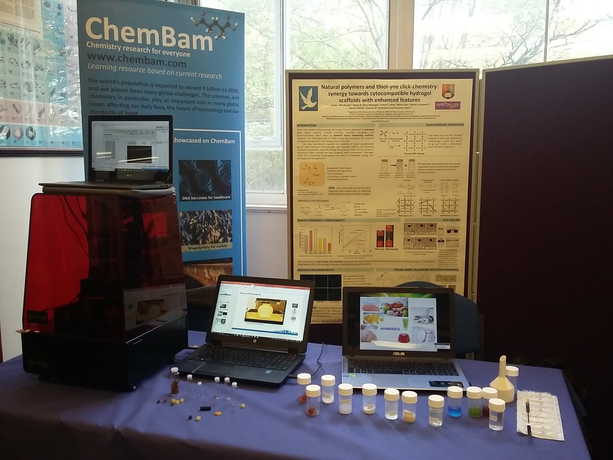 mmperezmadrigal's tweet photo. Come and check out our stand! You will learn how we 3D-print biomaterials and prepare hydrogels for tissue regeneration!! @Dove_Group @chembham @unibirmingham https://t.co/JhCKHZBHHe