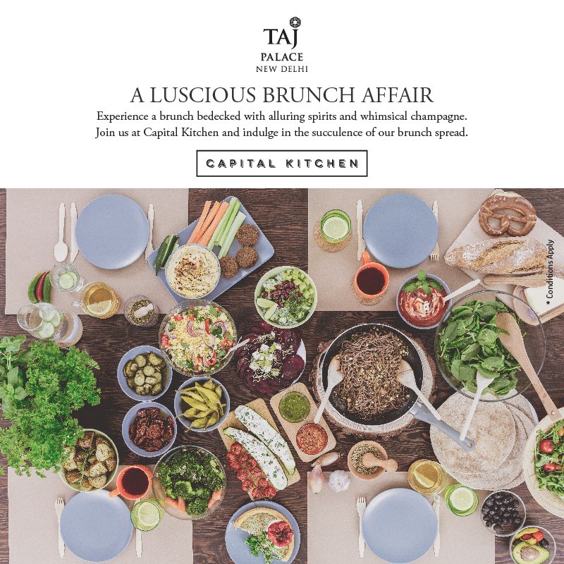 tajpalacedelhi's tweet photo. Enjoy the autumnal breeze while you brunch this Sunday at Capital Kitchen. INR 2900 plus taxes per person onwards. Reservations: 011-26110202.
#Sunday #Brunch #TajPalaceNewDelhi #CapitalKitchen #TheCapitalLife https://t.co/ZebNcrhGat