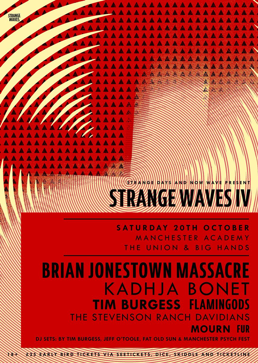 Strange_Waves's tweet image. Happy Strange Waves day. 

Here’s all the details for the day with some important event info *please read*

See you later

@BJM_Band @Kadhja @Tim_Burgess @Flamingods @The_Davidians @furbabyfur @OHMOURN @mancpsychfest @Jeff_O2l @MancAcademy @BigHandsBar