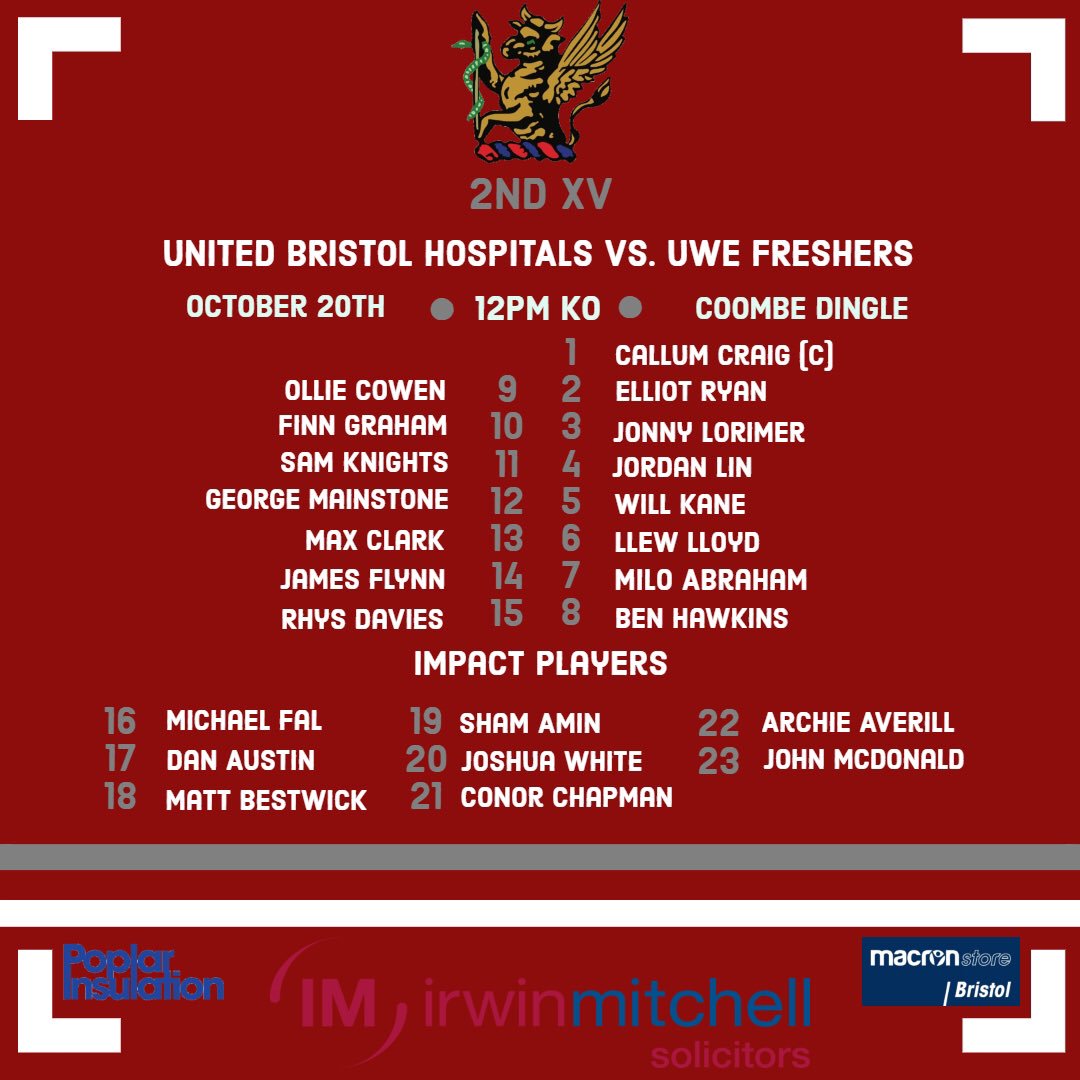 UBHRFC's tweet photo. Your #ubh teams to face Broad Plain and UWE Freshers at Coombe Dingle today, 2:30pm and 12pm respectively!
Also look forward to welcoming @irwinmitchell down to watch the game!
#oldkingcole #upthemedics #ubhrfc #fortressdingle https://t.co/qYITMk1MuT