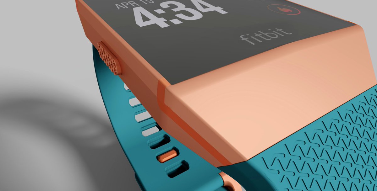 quantpdesign's tweet image. The excellent Fitbit Ionic visualized using Autodesk Inventor and Showcase.Note the embossed detail on the strap.