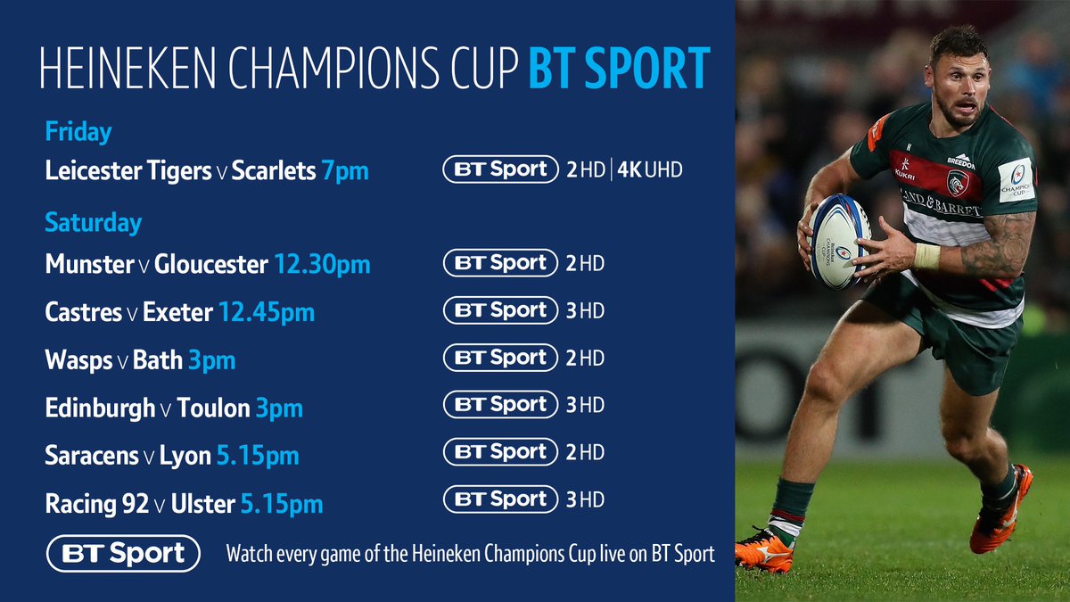 توییتر/ TNT Sports در توییتر «Just the 6️⃣ live Heineken Champions Cup matches coming up today across BT Sport..