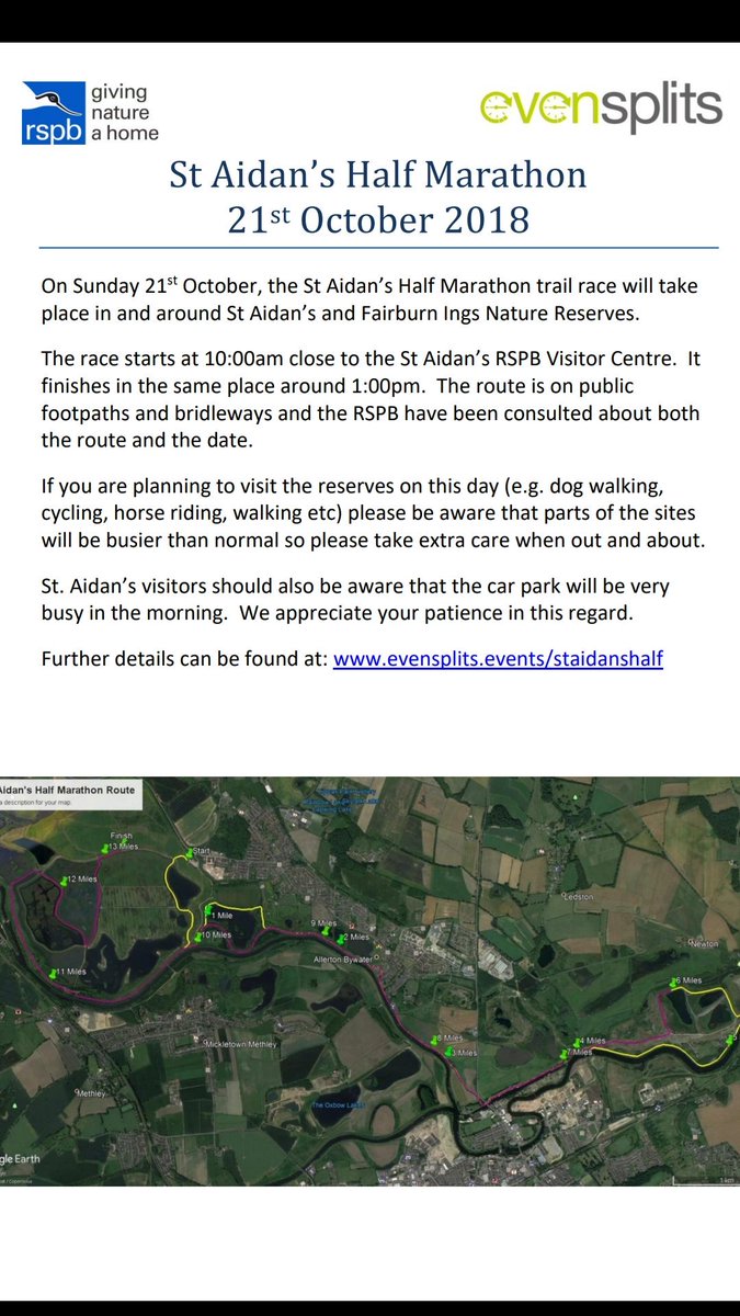 GLPrestonPC's tweet photo. Half marathon event at St Aidans county park this Sunday.  Will be busier than usual around the area. https://t.co/JXbdQxr2eu