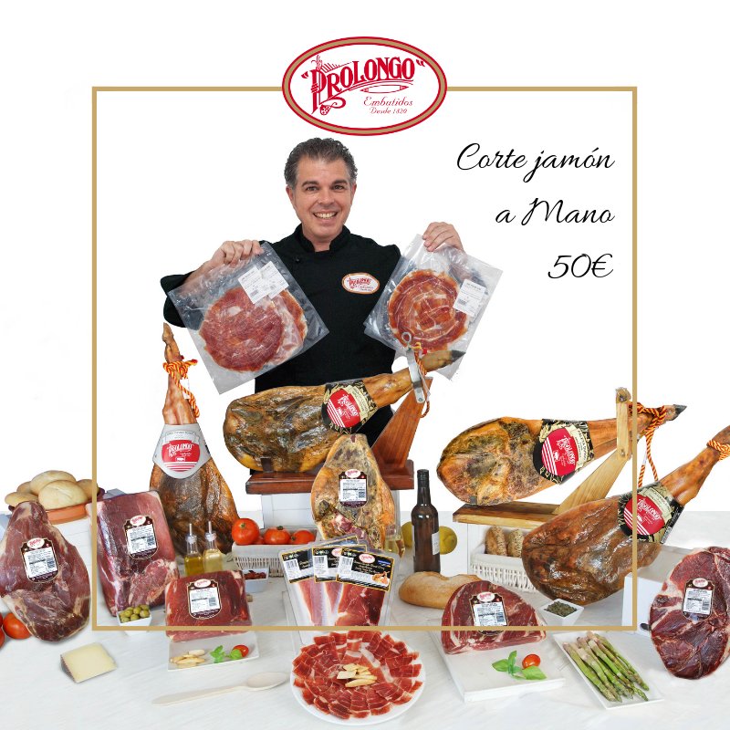 Prolongo1820's tweet image. Estas #Navidades no te cortes, Pedro Belmonte lo corta por ti, oferta corte a mano #Jamón #curado 50 € #Prolongo #JamónDor