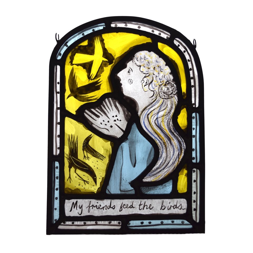 I’ve just delivered some new work to <a href="/craftinthebay/">CraftintheBay</a> including one of my ‘My Friends Feed the Birds’ panels. Also available in my online shop. #stainedglass #glasspainting #glassart #makerswales #christianryan #glassartist #wales #stainedglassartist
