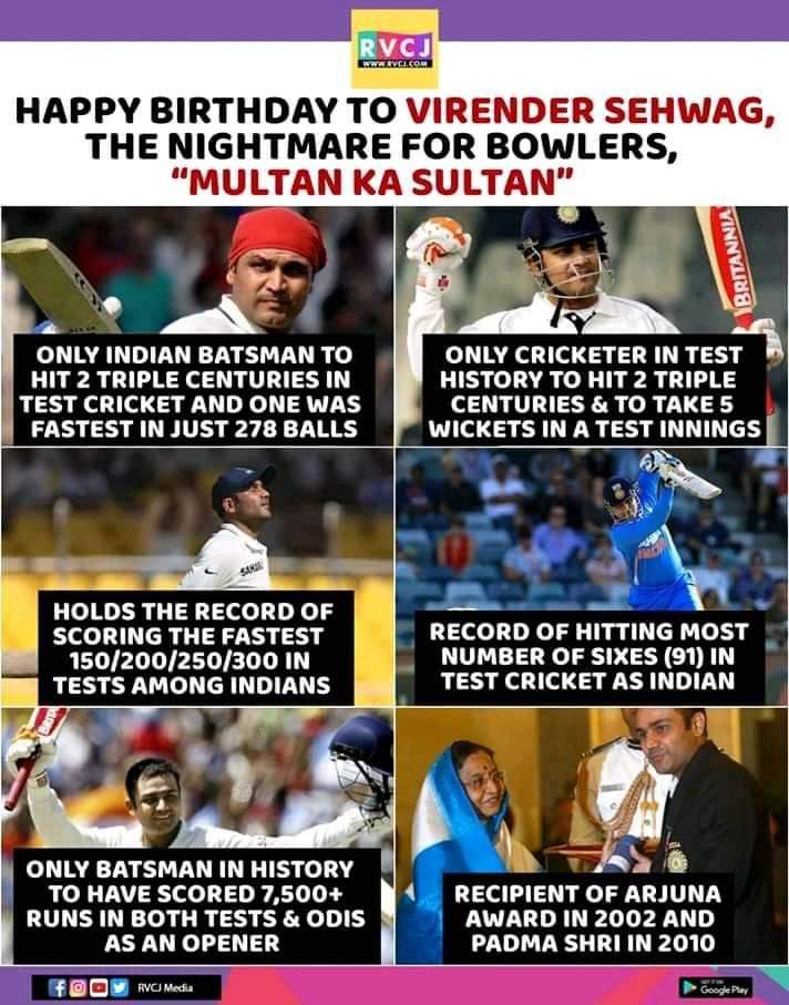 Wishing you a very happy birthday My Favourite batsman Virender Sehwag 