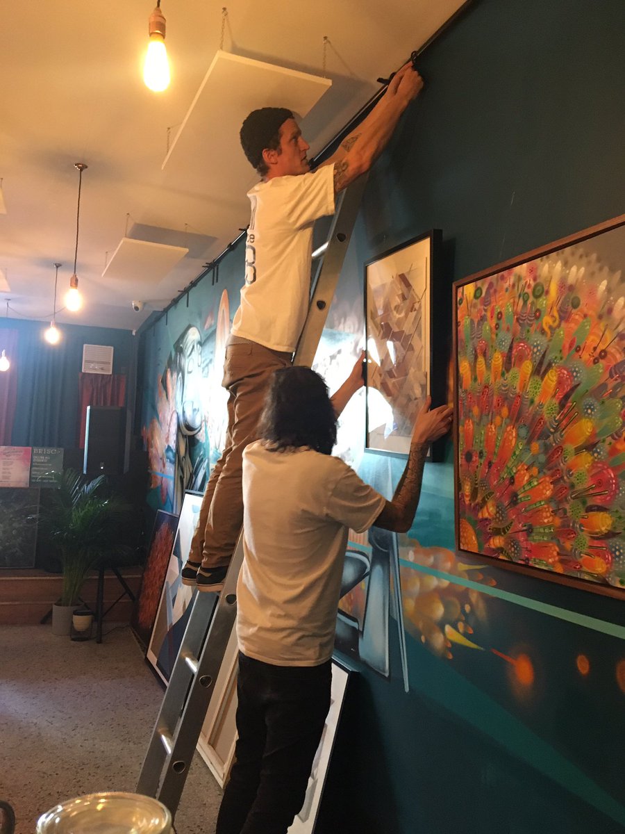 facebook.com/events/3057976… Good morning you lot, the art is going up for the new exhibition, starting today.