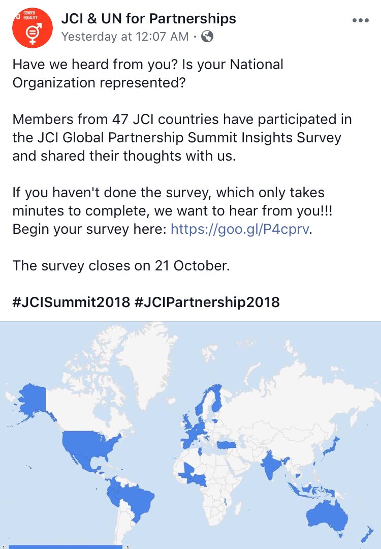 JCICanada's tweet photo. Please follow the link to fill in a survey for @jcinews about the @UN #GlobalPartnershipSummit the deadline is October 21th. https://t.co/JFokTLZtfZ https://t.co/o76cjIOc1Z