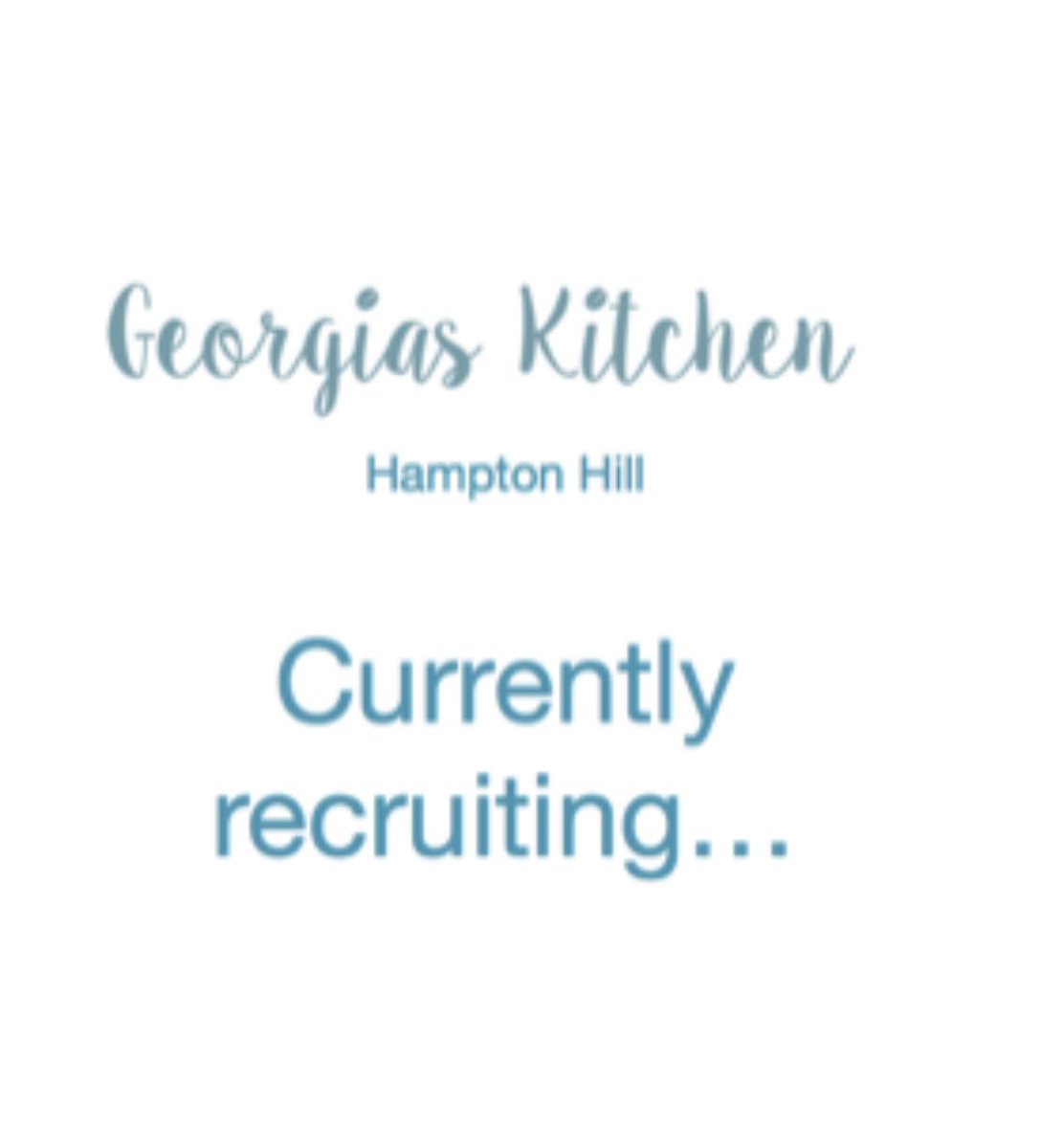 KitchenGeorgia1's tweet photo. We are currently recruiting... do you have a bubbly personality and previous experience working in a cafe? If so get in touch with Georgia at georgias_kitchen@hotmail.com #currentlyrecruiting #jobs #localjobs #hamptonhill #kitchenassistant @LoveHamptonHill https://t.co/pvGZJoV2B4