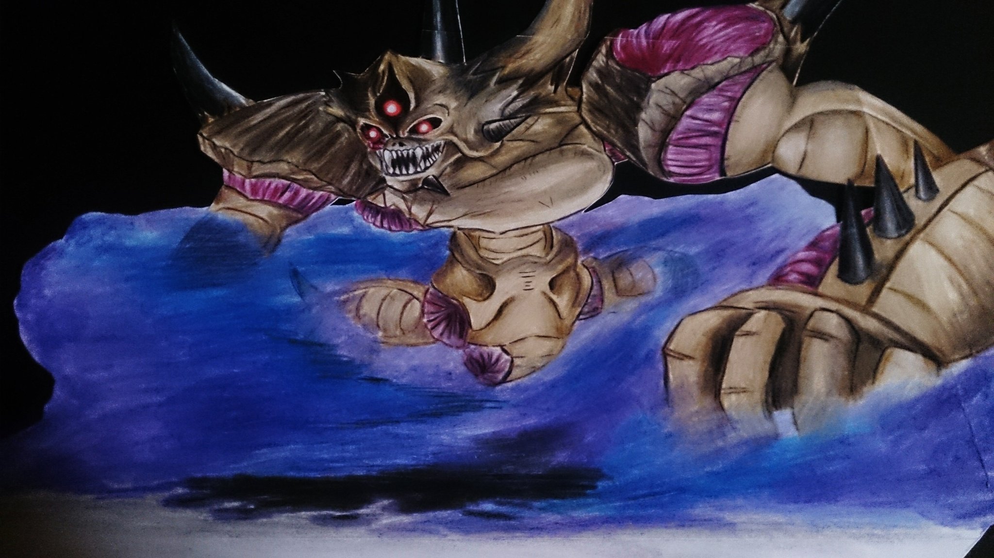 ケイ Dq10 紅蓮の魔剣士 No Twitter この禍々しさ 貴様 一体何者だ 色鉛筆でエスタークを召喚に失敗しましたorz Rt いいねして頂けると嬉しいです Dq10 Dqmsl ドラクエ10 ドラゴンクエスト イラスト 色鉛筆画