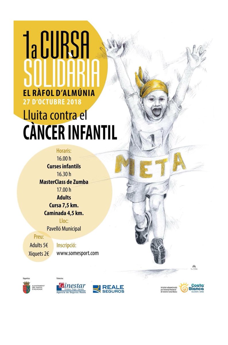 Per que ací no valen les excuses, per que tota pedra fa marge, vos esperem el Dissabte dia 27 en el #ElRàfolDAlmunia en la 1ª cursa Solidària. Lluitem entre totes i tots el càncer infantil. #JoVaig. T’apuntes <a href="/EugeniAlemany/">Eugeni Alemany</a>??