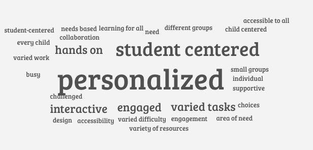 Thanks for joining <a href="/kcoleman_math/">Kate Coleman</a> <a href="/SaraCarr_math/">SaraCarr</a> at #masscue18 to solve some problems! Here's a word splash participants made describing differentiated instruction w/ answergarden.ch/794544 and the presentation bit.ly/masscue18solve #leadlap #edtech #satchat