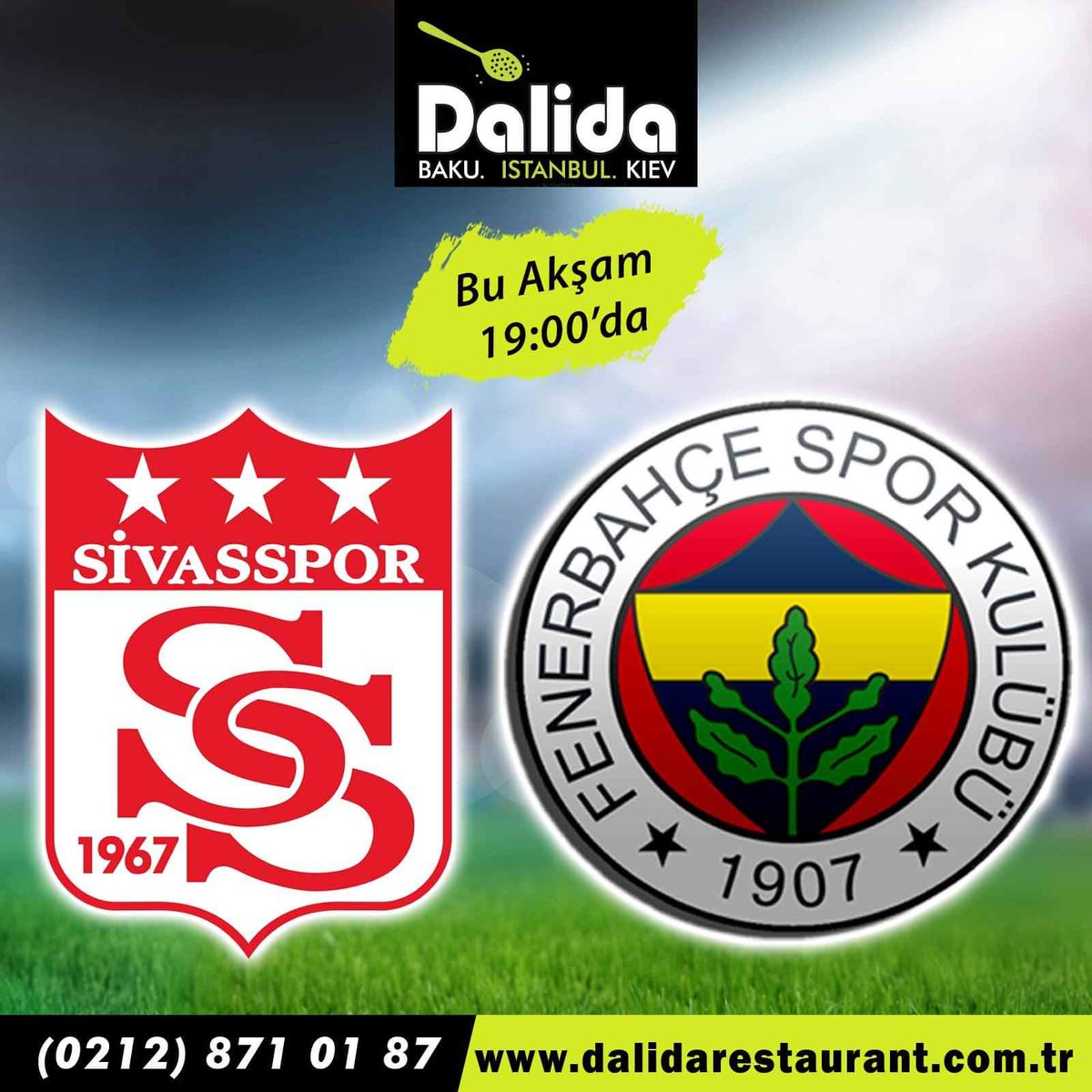 dalidaistanbul's tweet photo. Sivasspor - Fenerbahçe, Spor Toto Süper Lig maçı
bu akşam saat:19:00'da Rezervasyon: 02128710187 
https://t.co/gwj7yjJxcD #sivasspor #fenerbahçe https://t.co/zWllkQo32J