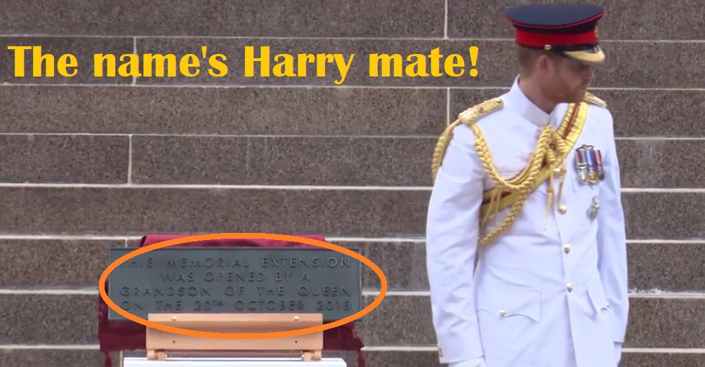 2 bit royal says his name is Harry. "Opeed by "A" grandson of the Queen" All class Australia. #princeharry #RoyalFamily #MeghanAndHarry