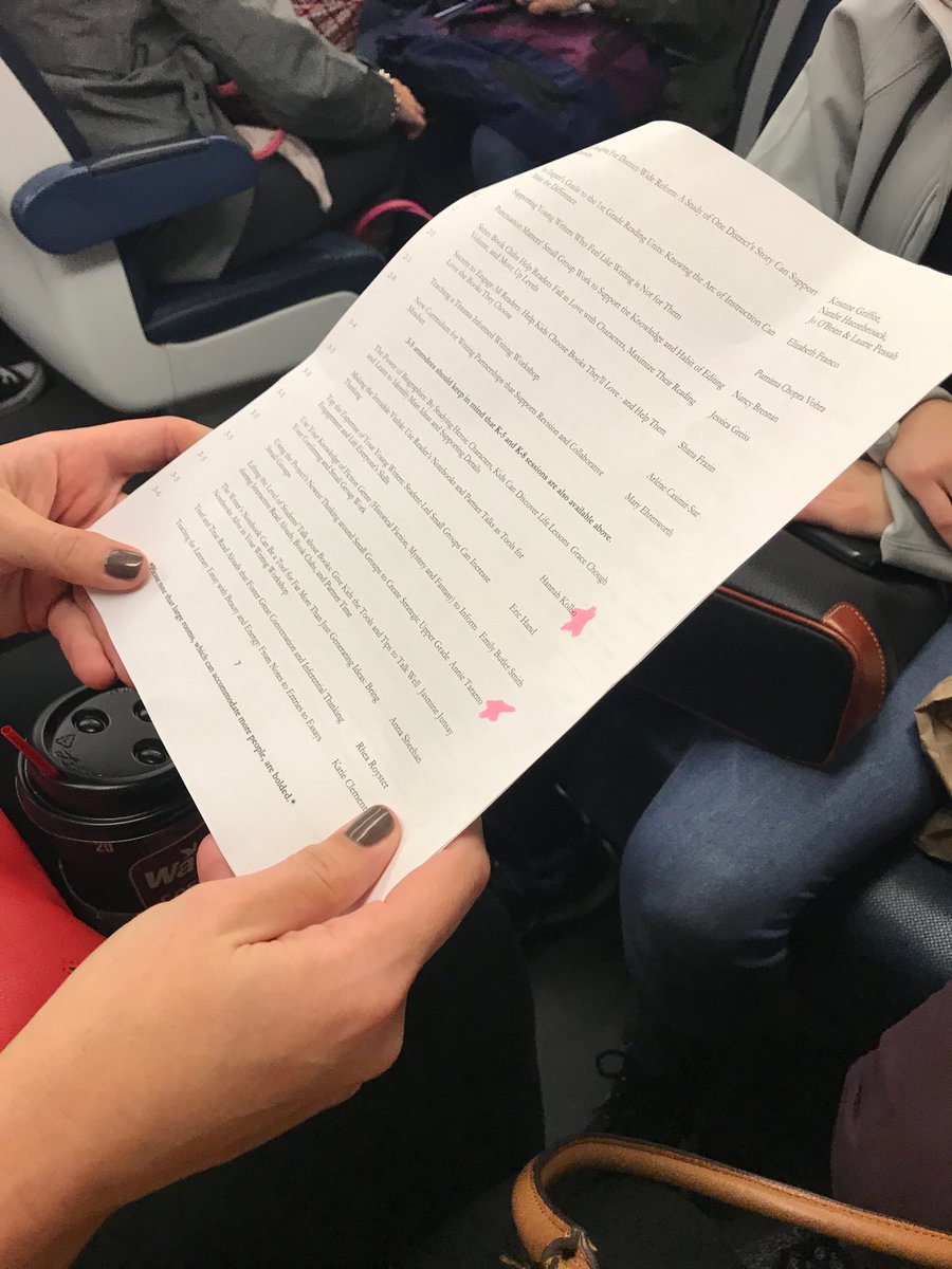 Train ride reading on our way to #TCRWP Saturday Reunion day of learning!  #sasdlearns #tandcletstalk