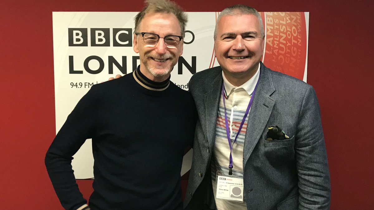 BBCRadioLondon's tweet photo. On air now, @CrowleyOnAir's "My London" in conversation with drummer Steve White @drummerwhitey. https://t.co/vxSZP0W9om https://t.co/fEIrAhaOLA