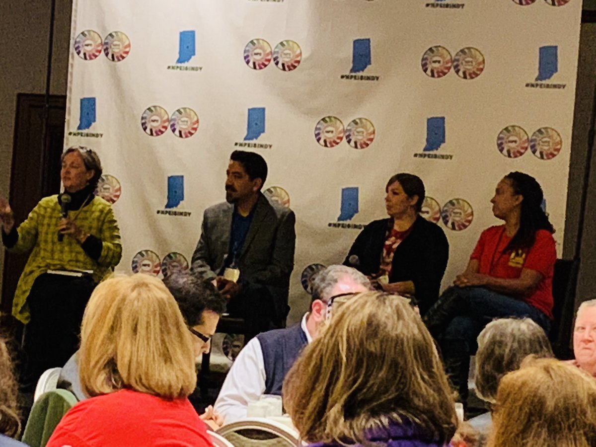 DrKYSR's tweet photo. Lunch panel, @Network4pubEd, #teacherleaders #standingupforchildren #teacherstrike #NPE18Indy https://t.co/dLwpL1wSMg