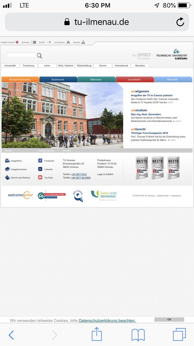 Liebe <a href="/TU_Ilmenau/">TU Ilmenau</a>
Es ist 2018 😎 Immer mehr Menschen gehen mit ihrem Mobilgerät online. Optimiert doch mal bitte eure Website für Mobilgeräte 👌
#Ratschlag #webdesign #UI #neuland #mobilefirst #optimierung #Tipp