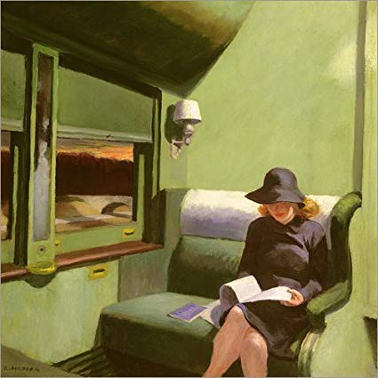 Muchos de vosotros habréis visto mil veces este cuadro de Edward Hopper, pero quizá muy pocos os habéis parado a pensar en lo que se ve a través de la ventanilla del vagón.

Se trata de algo tan curioso que merece un #HILO: