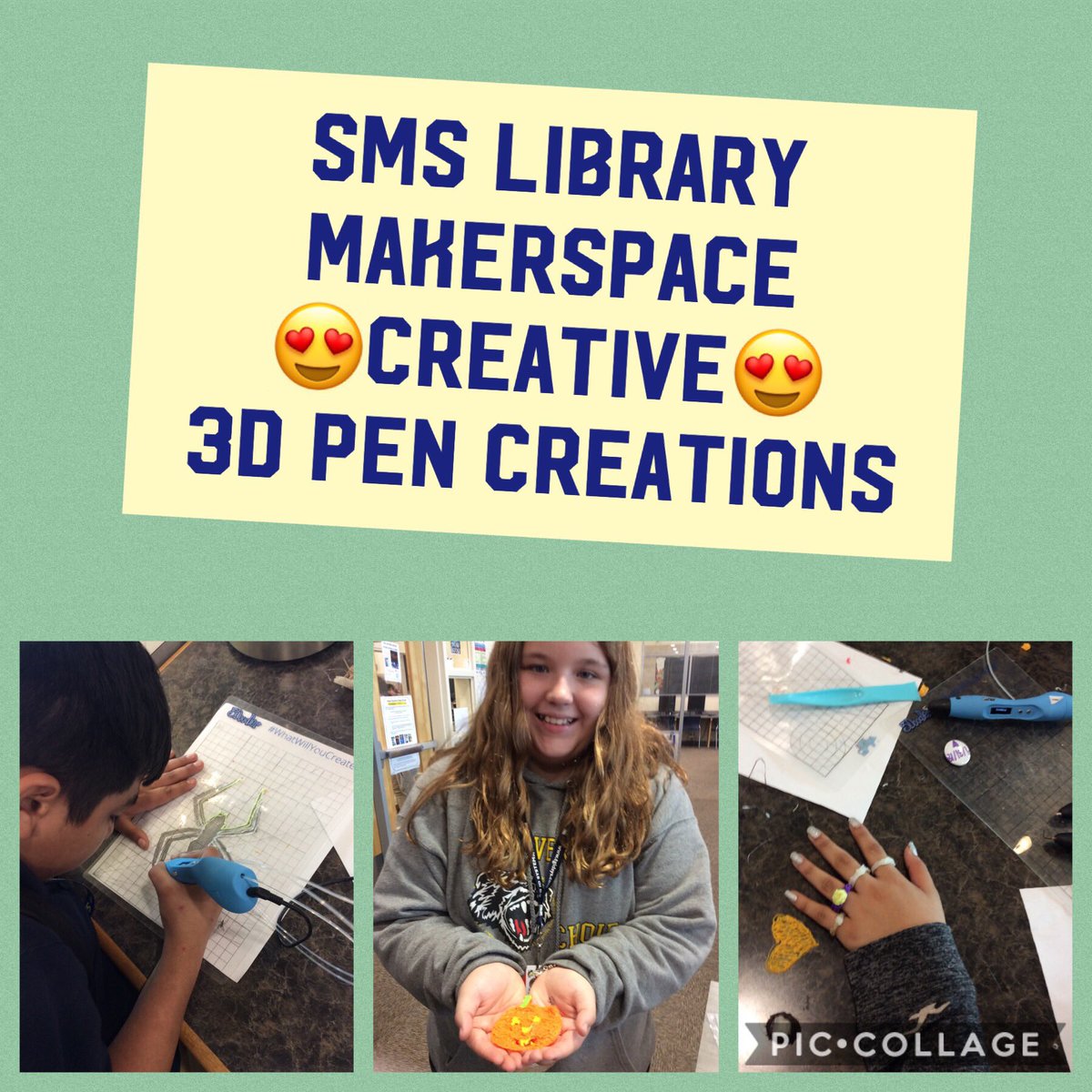 SMS_Library's tweet image. Makerspace Fun!  #SMSLibMakerspace 
More 3D pen fun - 😍🕷🎃💍 😎
Spiders, Pumpkins and ghostly rings
 #HaysLib #MakerGonnaMake #BudaMakes @BudaLibrary @SMS_Wolverines #ProudToBeAWolverine 
Follow us on Instagram @simonmslibrary