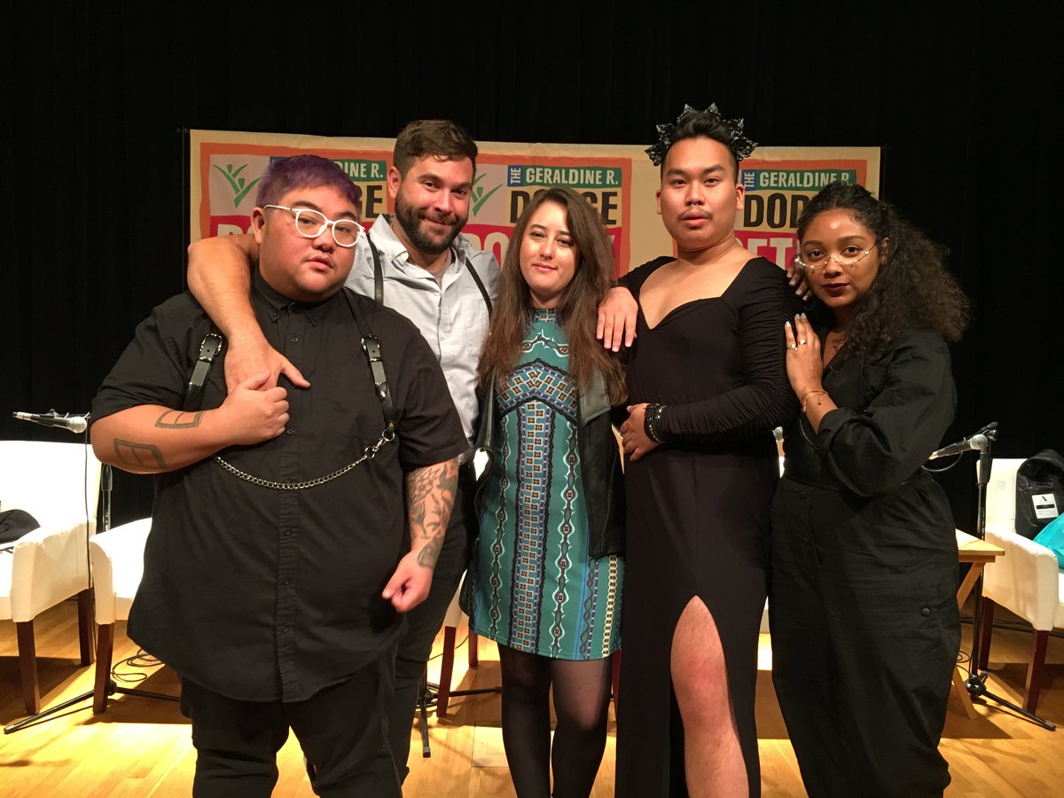 poetrymagazine's tweet photo. The 2018 Ruth Lilly and Dorothy Sargent Rosenberg Poetry Fellows reading at @DodgePoetryFest #DPF2018 was 🔥🔥! Check out the November issue for new work by each of them!

And if you're at Dodge, visit the @PoetryFound table at Lit Row until 5 today and Sunday 9-1! https://t.co/huGU3T8g22