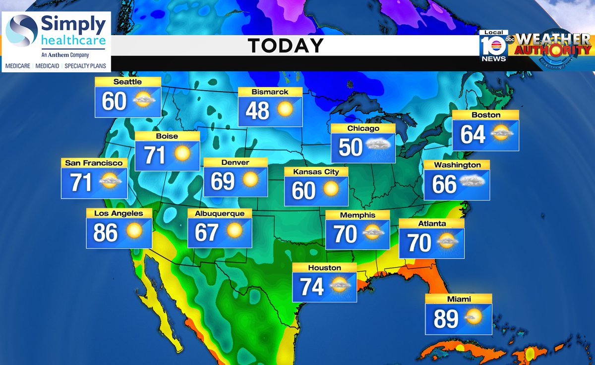 Here is the national forecast for today Presented by Simply Healthcare https://t.co/jycPeORvQB