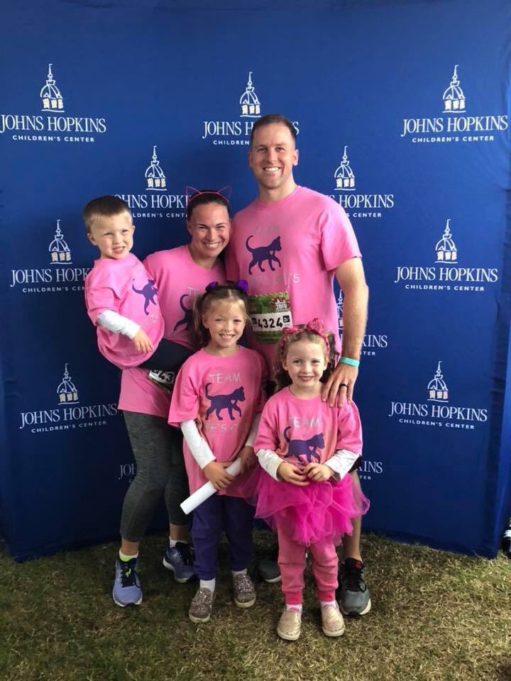 HopkinsKids's tweet photo. First we run for the kids, then we celebrate! Our #TeamHopkinsKids 5K runners are back and showing off their hard-earned medals. Our @baltrunfest marathoners and relay runners are off...time to cheer on our half marathoners! #RunHon https://t.co/K8gzSlQpPz