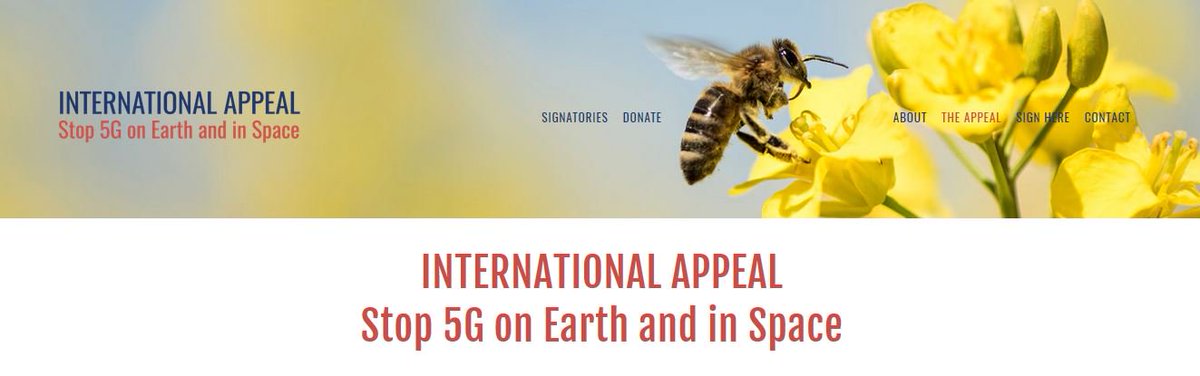 International Appeal: Stop 5G on earth and in space
To the UN, WHO, EU, Council of Europe and governments of all nations. 
Administrator: Arthur Firstenberg
5gspaceappeal.org/the-appeal