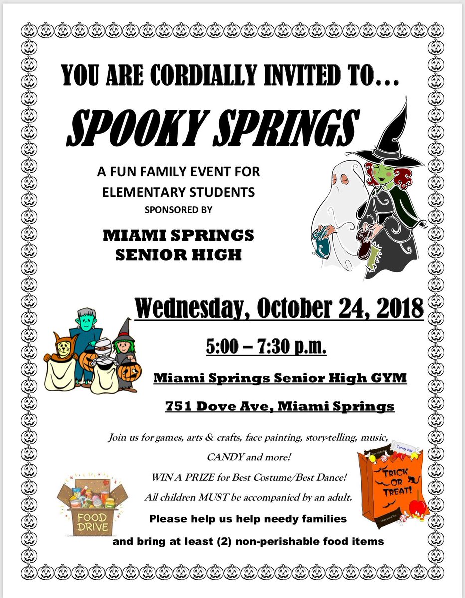 HawksHub's tweet photo. It’s spooky season at Springs! We invite all families around town to come visit Spooky Springs this Wednesday, October 24th. We are taking donations of non-perishable food items to help needy families. Hope to see you all there! https://t.co/SWrPtB3r3H