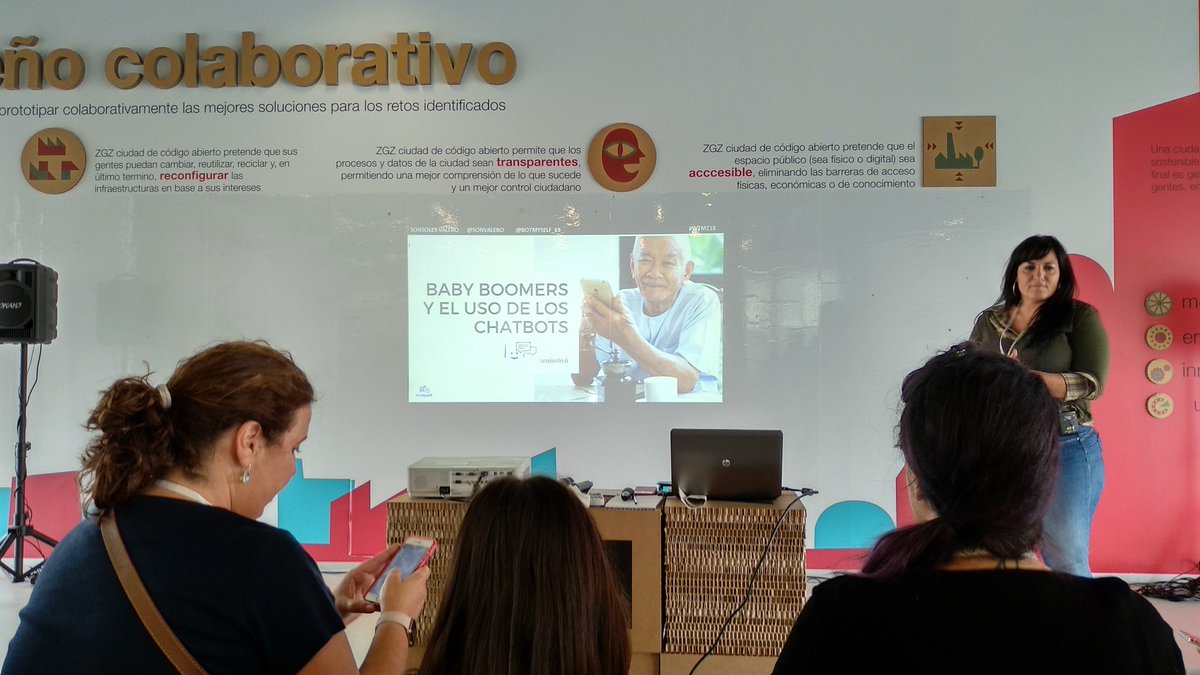 VanessaGaRe's tweet photo. Ya en el #wtmz18 lista para escuchar mi primera charla. Toca #chatbots #seniorTech @botmyself_ES https://t.co/wXTj2ZsDw2
