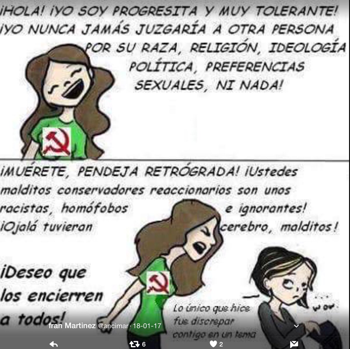 fedoraletelier's tweet photo. @Cesar_Antonio_F @German69738375 @JFCuevasVila @santi_poblete @sergioulloa1 Así se expresan los "dueños de la Verdad"😖 #NoIdentGen https://t.co/d6xLTss3oy