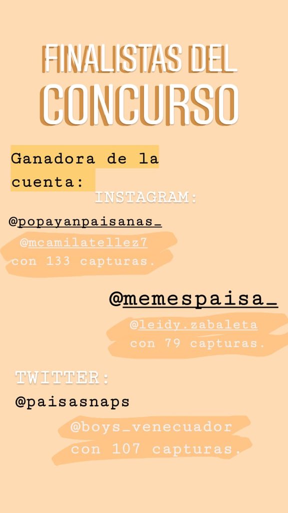 Paisasnaps's tweet photo. La ganadora del concurso para el saludo de Paisa es mcamilatellez7 (Instagram) 
Gracias a todos por participar 💕 https://t.co/OQoUWpbbec