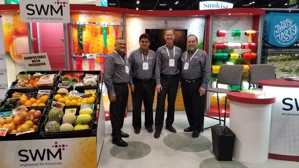 SWMINTL's tweet photo. Are you attending day 2 of the @pma #FreshSummit in Orlando?! Stop by and see our sales team at the #SWMIntl booth. We are introducing our line of Compostable Vexar® Packaging Mesh for fruits and vegetables! #PMA2018 #produce #packaging #netting https://t.co/GWV91RipuN