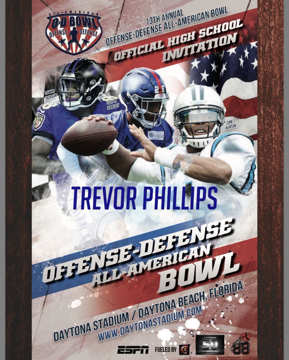 KingTrevvz's tweet image. Blessed to be Invited to the OD All-American bowl @ODFBall 🙏🏽 #LLTL
