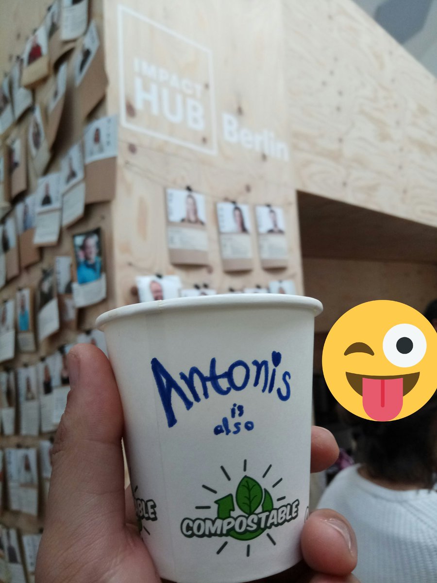 itsAntonis's tweet image. Who needs name tags when you can use your reusable cup? #SenseCampBER18 #MakeSense